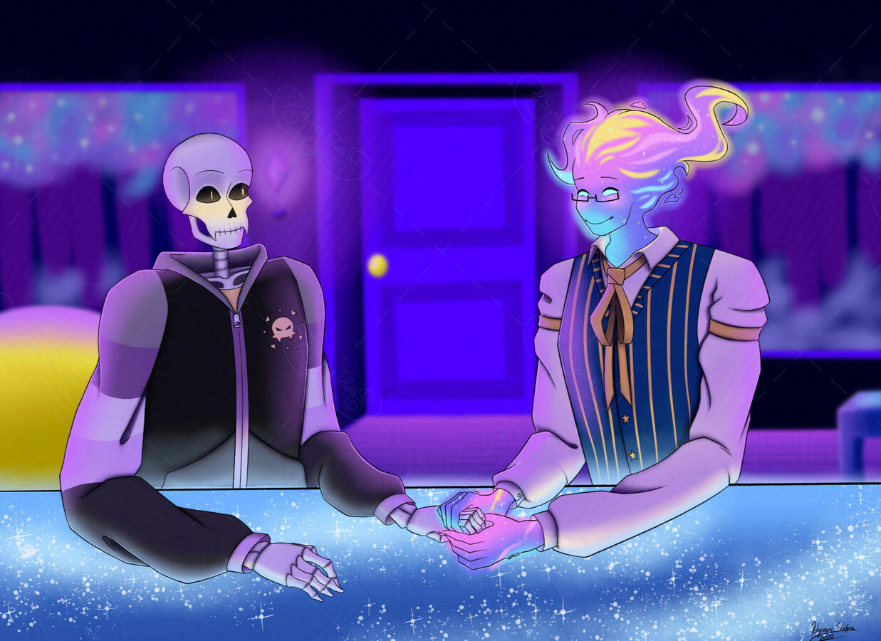 Outer!Grillby And A Friend's Sona